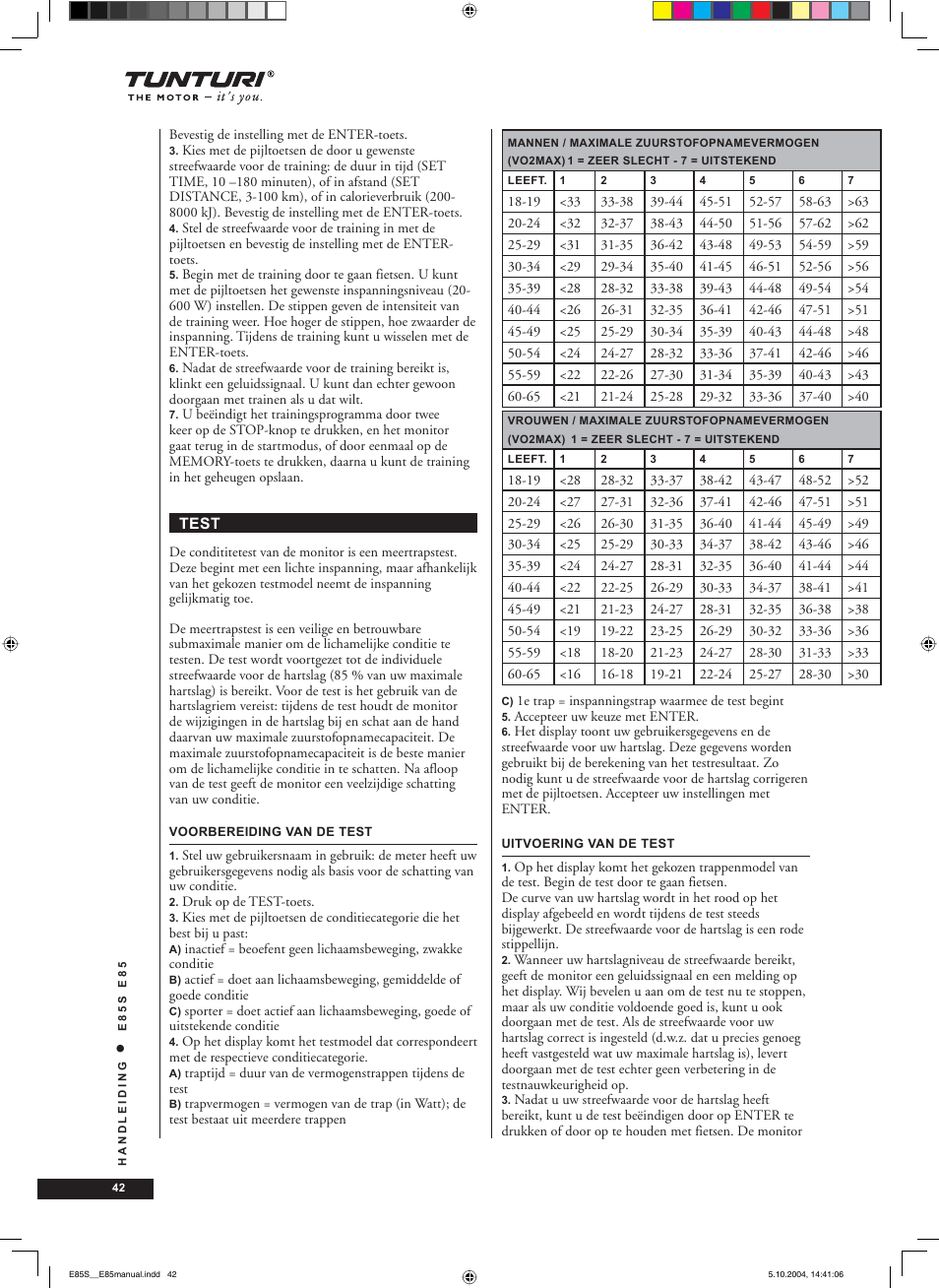 Tunturi E85S User Manual | Page 42 / 92