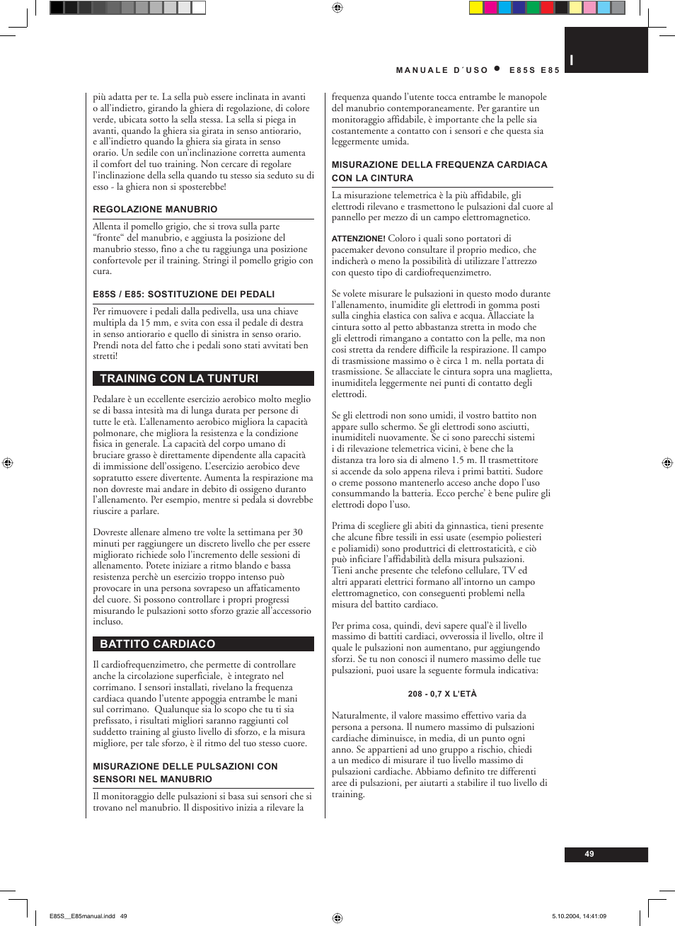 Tunturi E85S User Manual | Page 49 / 92