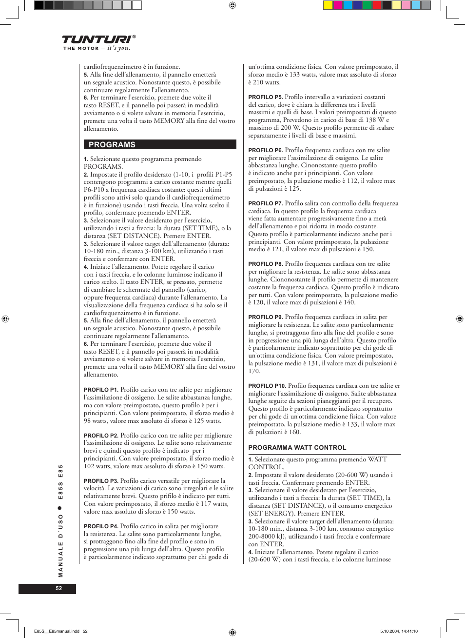 Tunturi E85S User Manual | Page 52 / 92