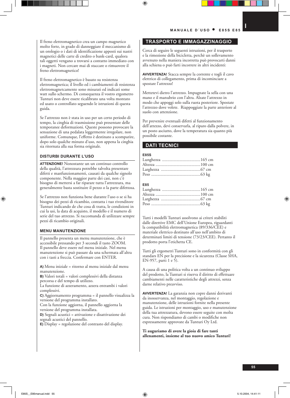 Tunturi E85S User Manual | Page 55 / 92