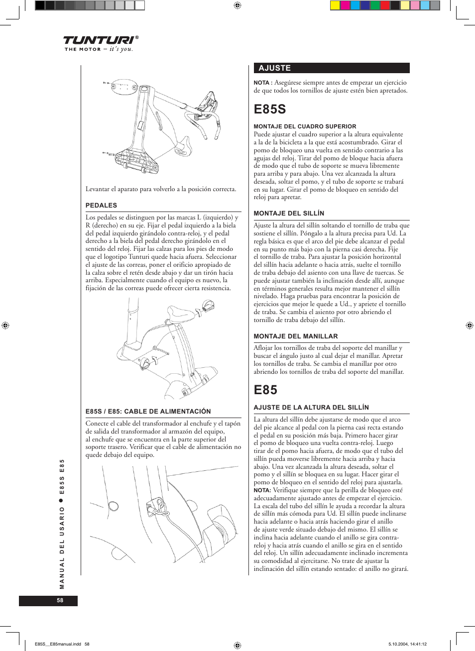 E85s | Tunturi E85S User Manual | Page 58 / 92
