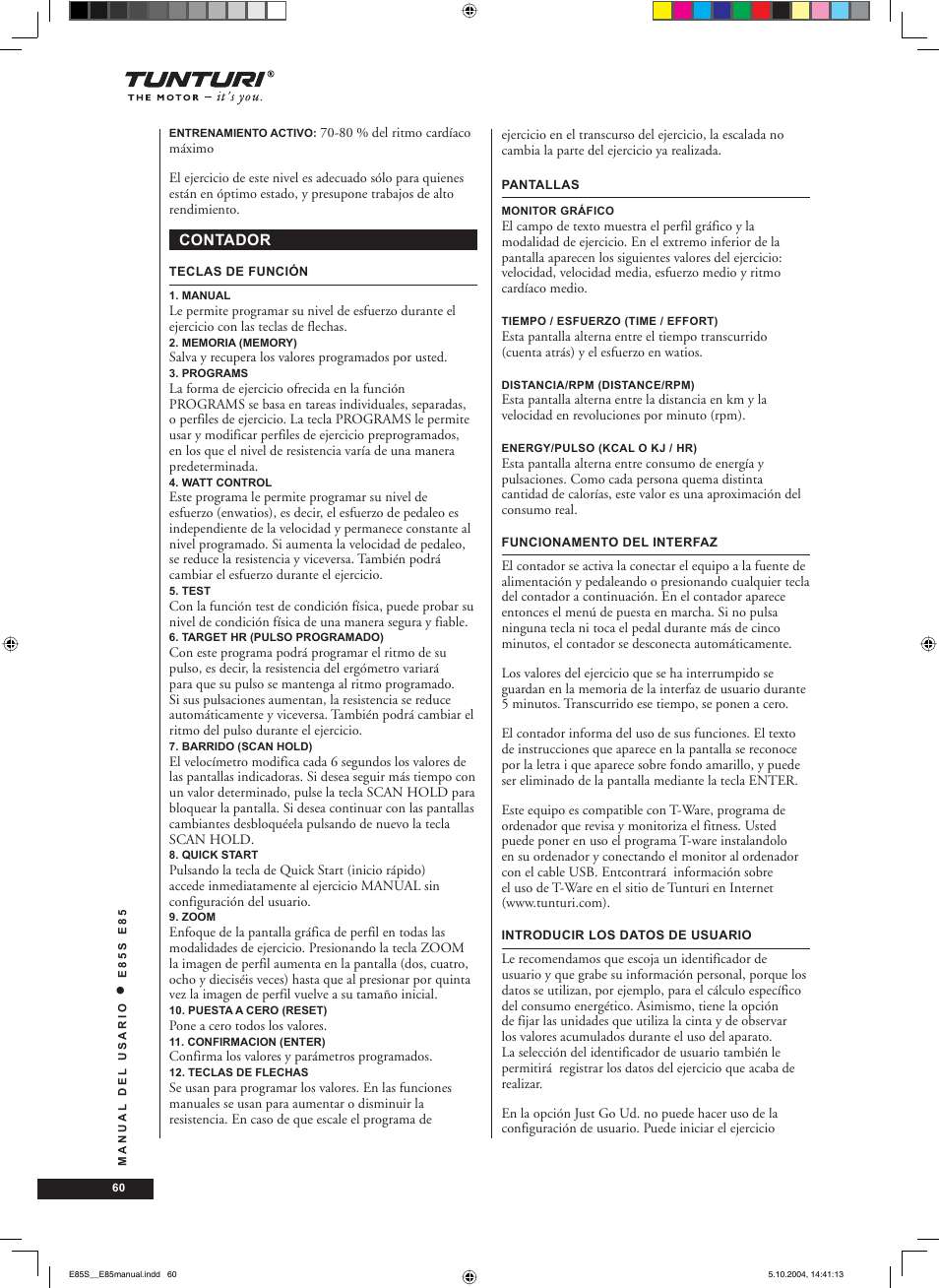 Tunturi E85S User Manual | Page 60 / 92