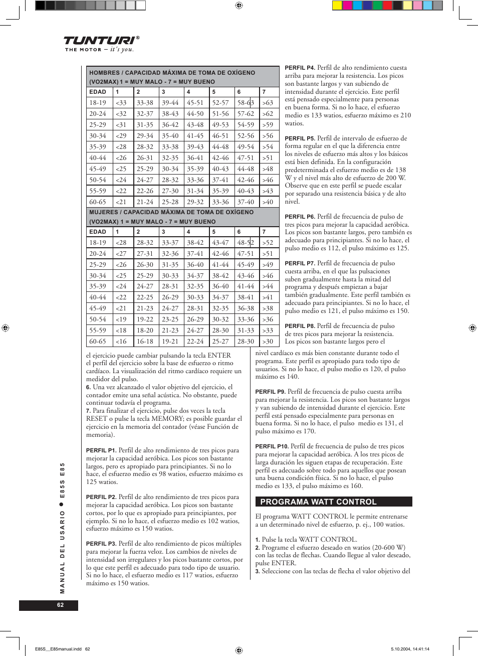 Tunturi E85S User Manual | Page 62 / 92