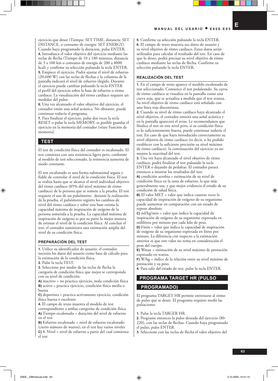 Tunturi E85S User Manual | Page 63 / 92