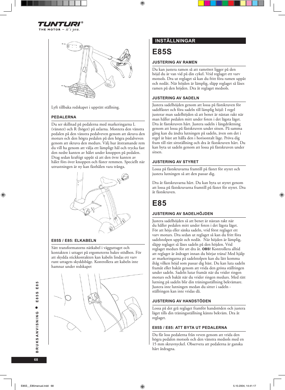 E85s | Tunturi E85S User Manual | Page 68 / 92