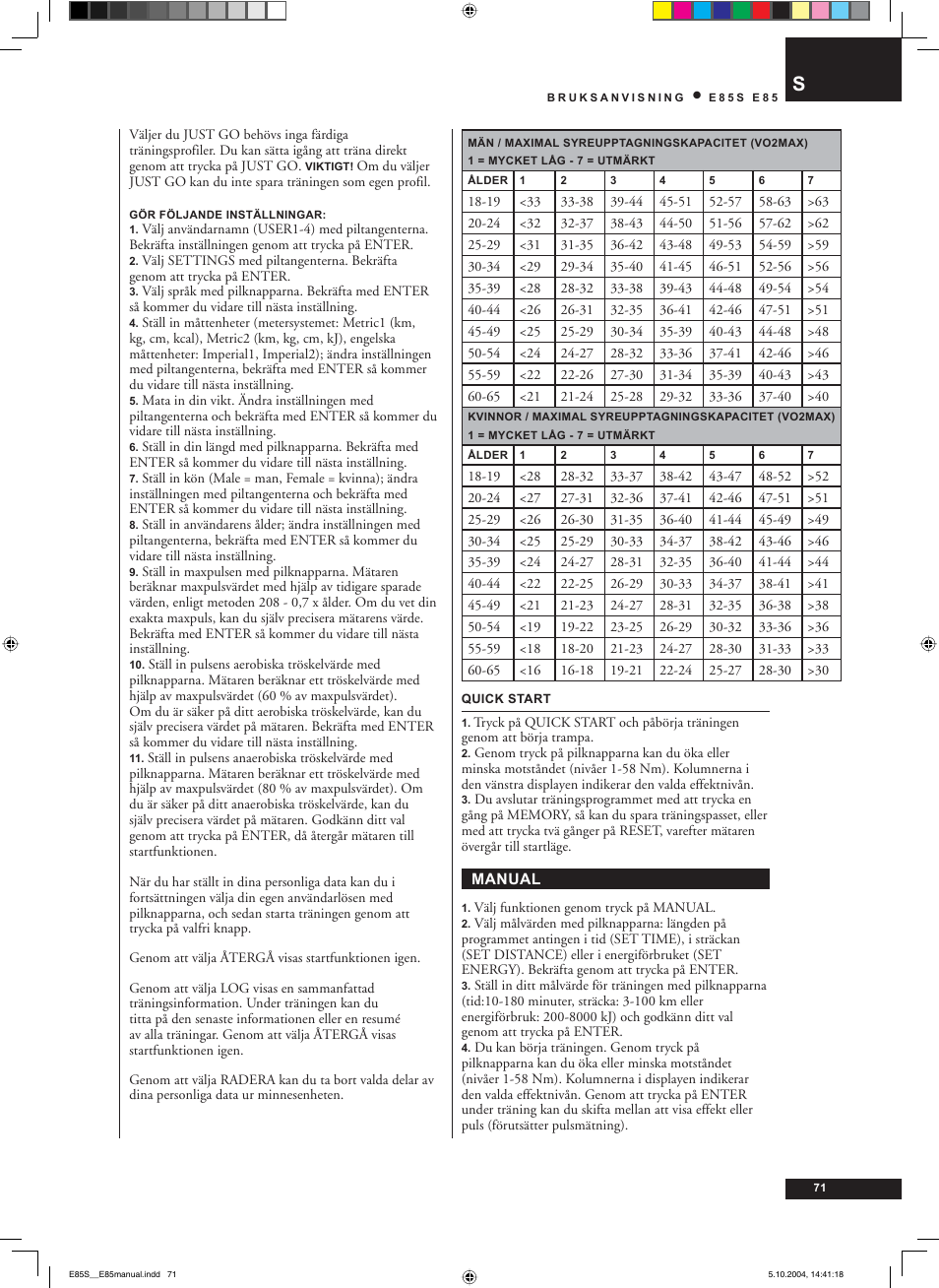 Tunturi E85S User Manual | Page 71 / 92