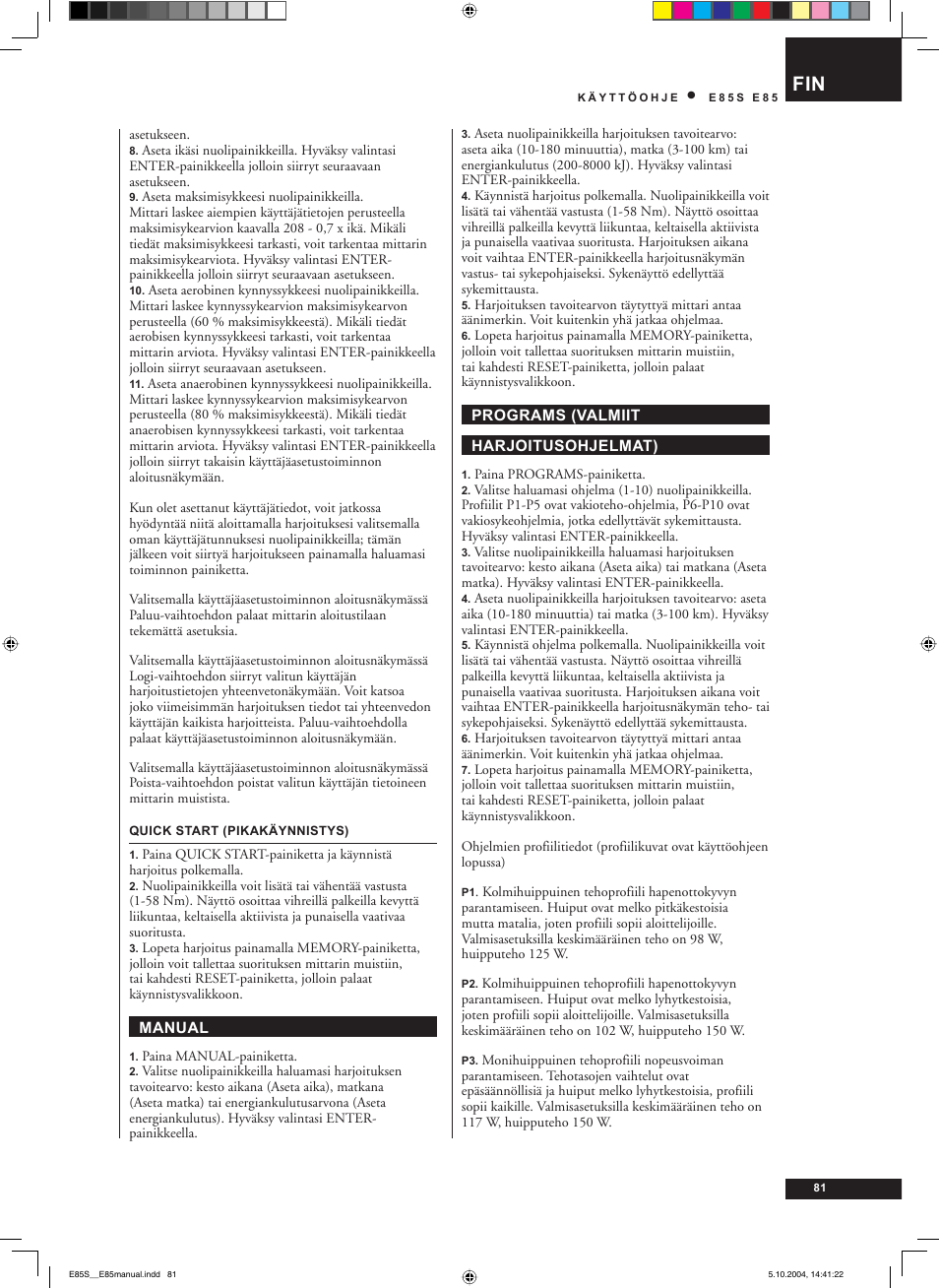 Tunturi E85S User Manual | Page 81 / 92