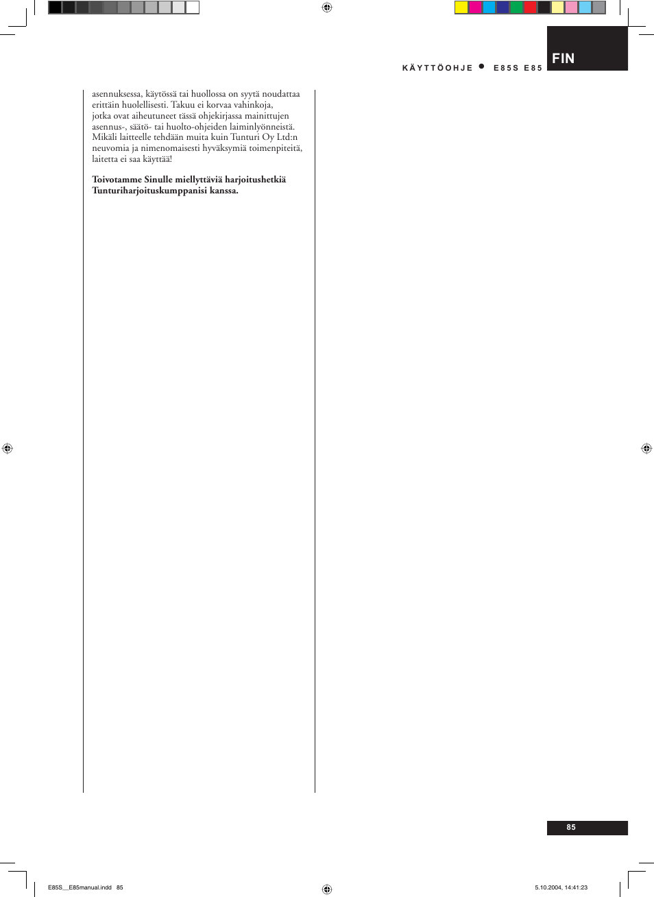 Tunturi E85S User Manual | Page 85 / 92