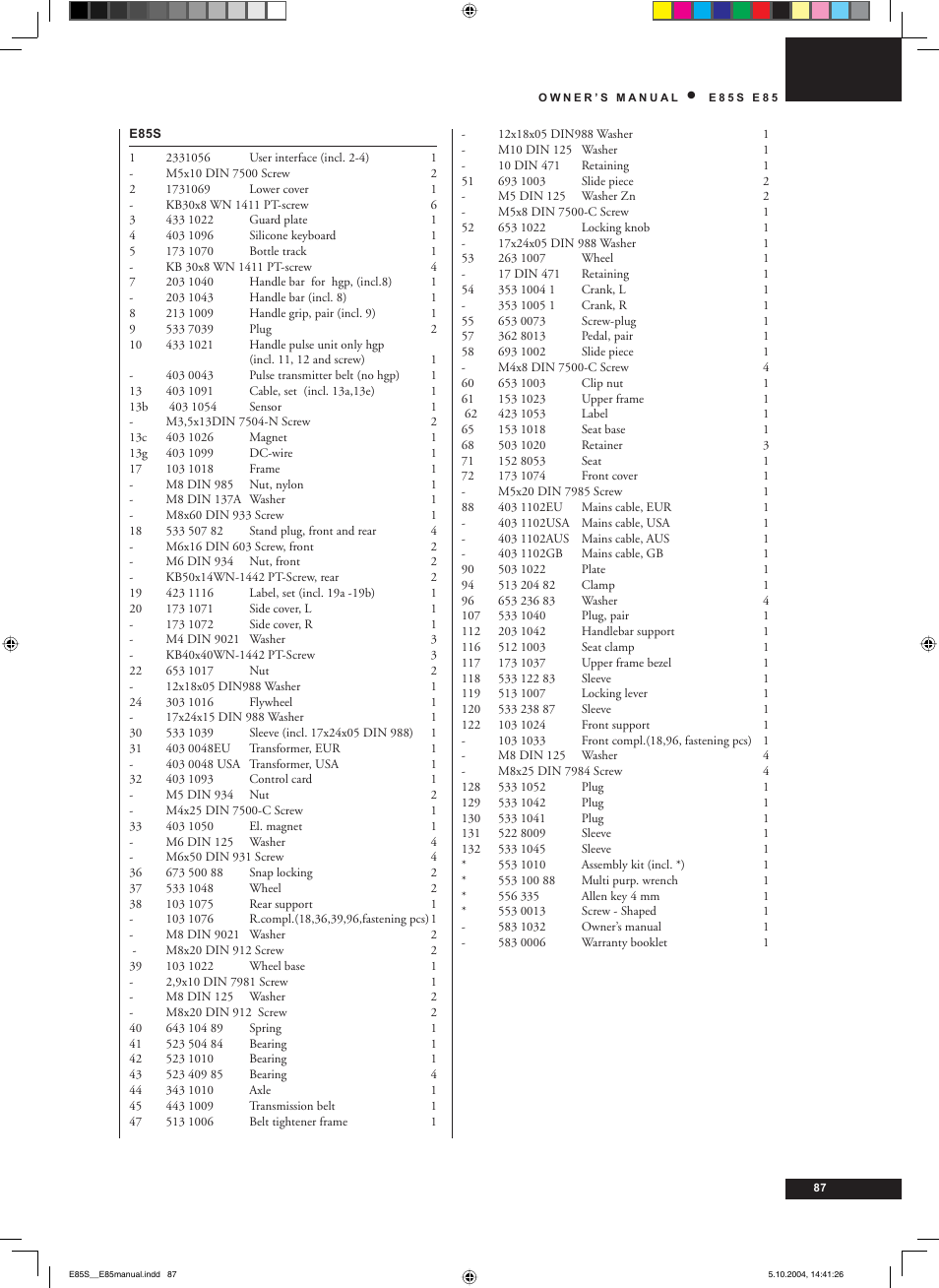 Tunturi E85S User Manual | Page 87 / 92