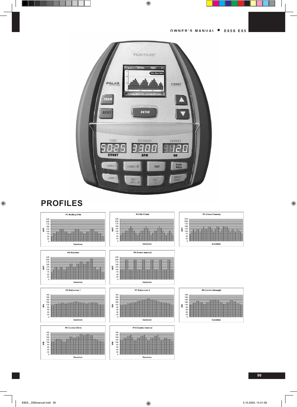 Profiles | Tunturi E85S User Manual | Page 90 / 92