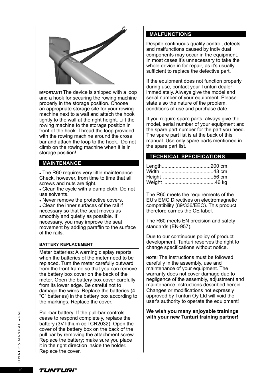 Tunturi R60 User Manual | Page 10 / 84