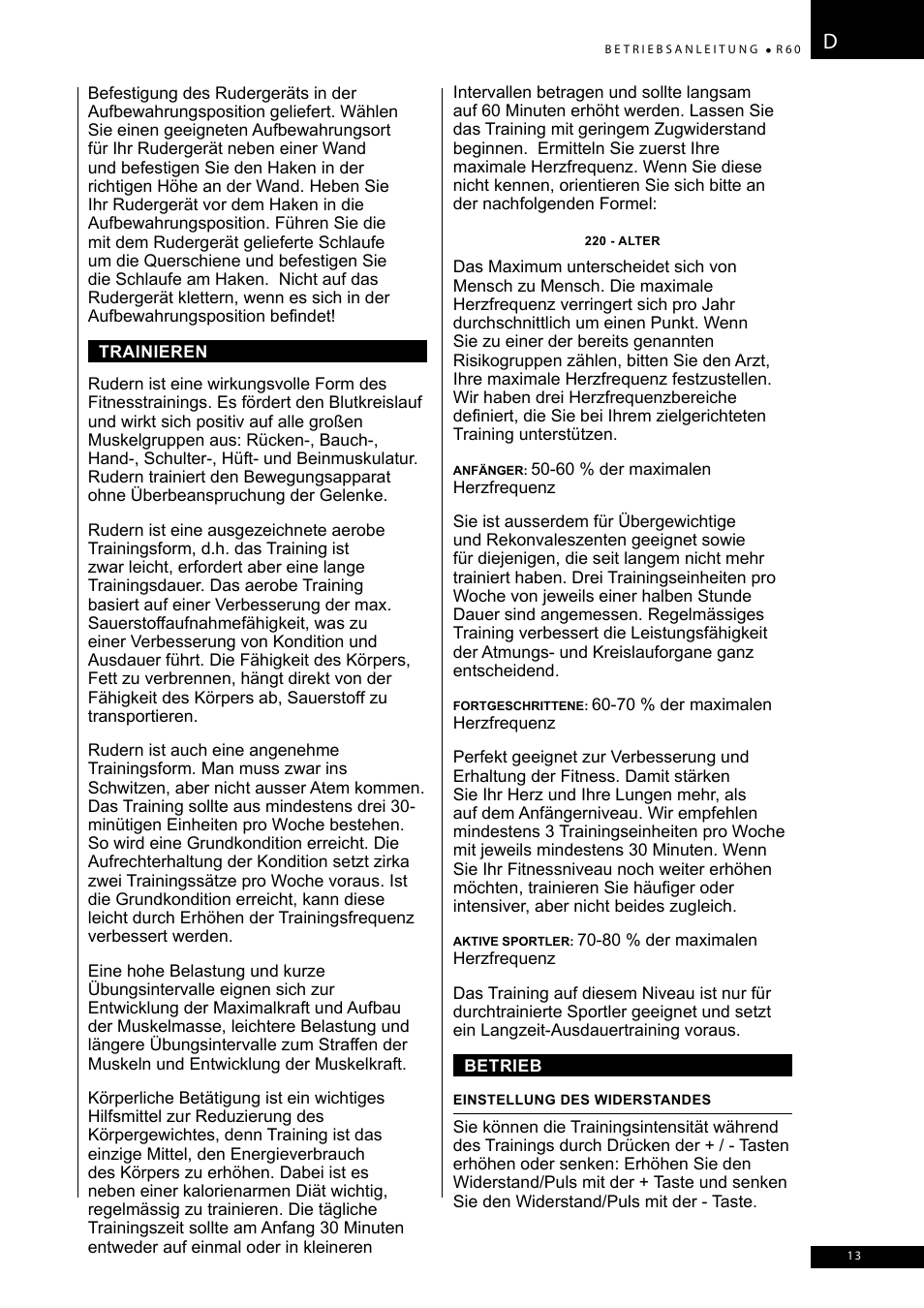 Tunturi R60 User Manual | Page 13 / 84
