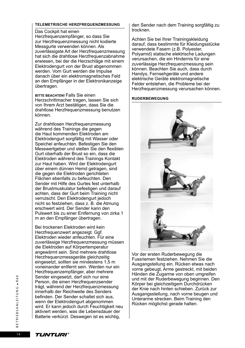 Tunturi R60 User Manual | Page 14 / 84