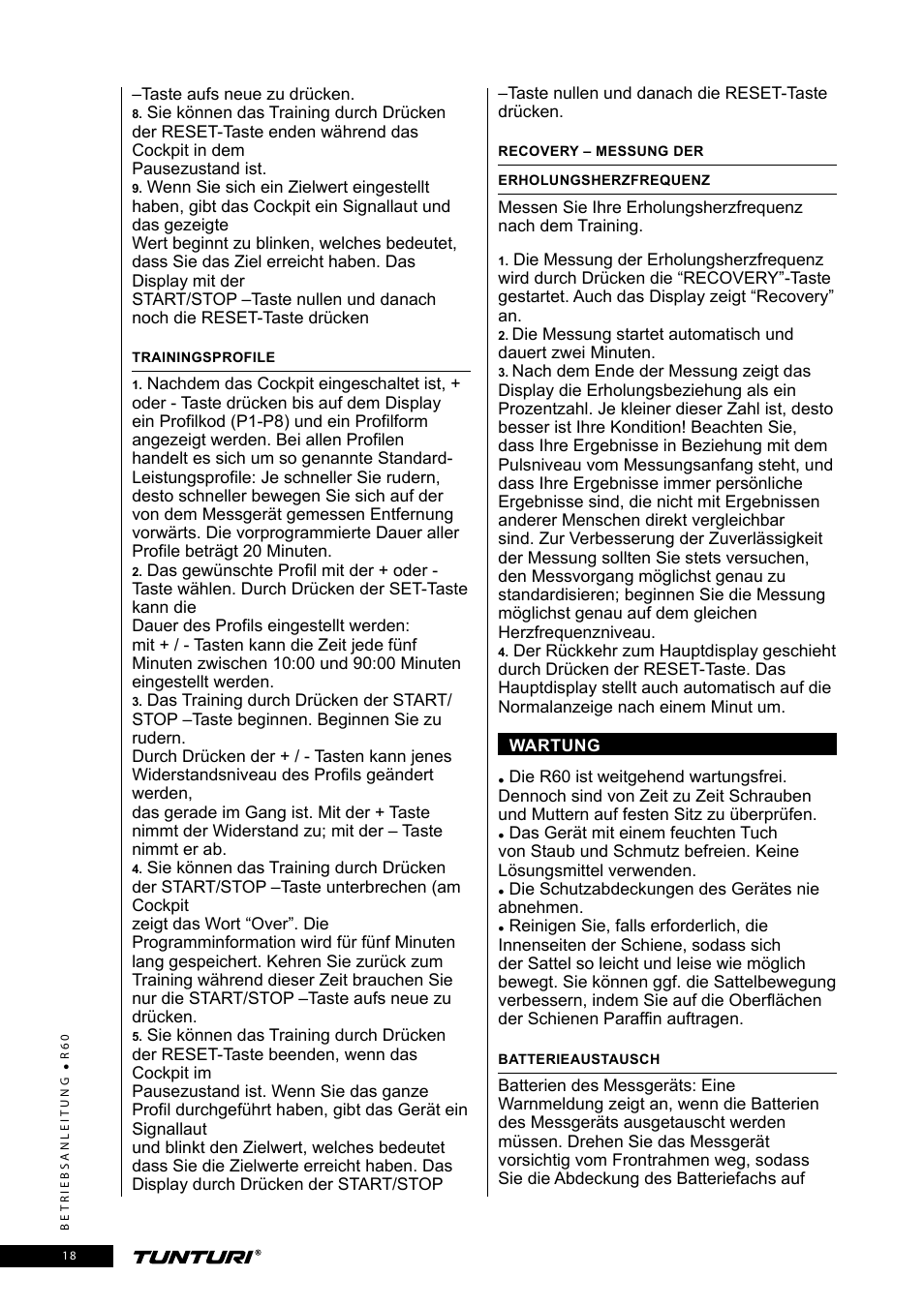 Tunturi R60 User Manual | Page 18 / 84