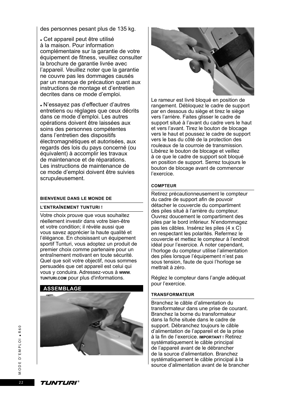 Tunturi R60 User Manual | Page 22 / 84