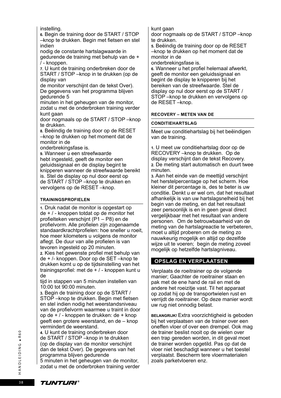 Tunturi R60 User Manual | Page 38 / 84