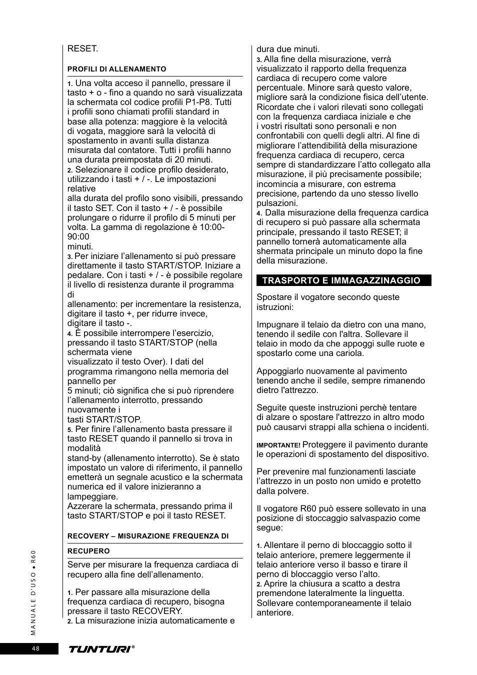 Tunturi R60 User Manual | Page 48 / 84