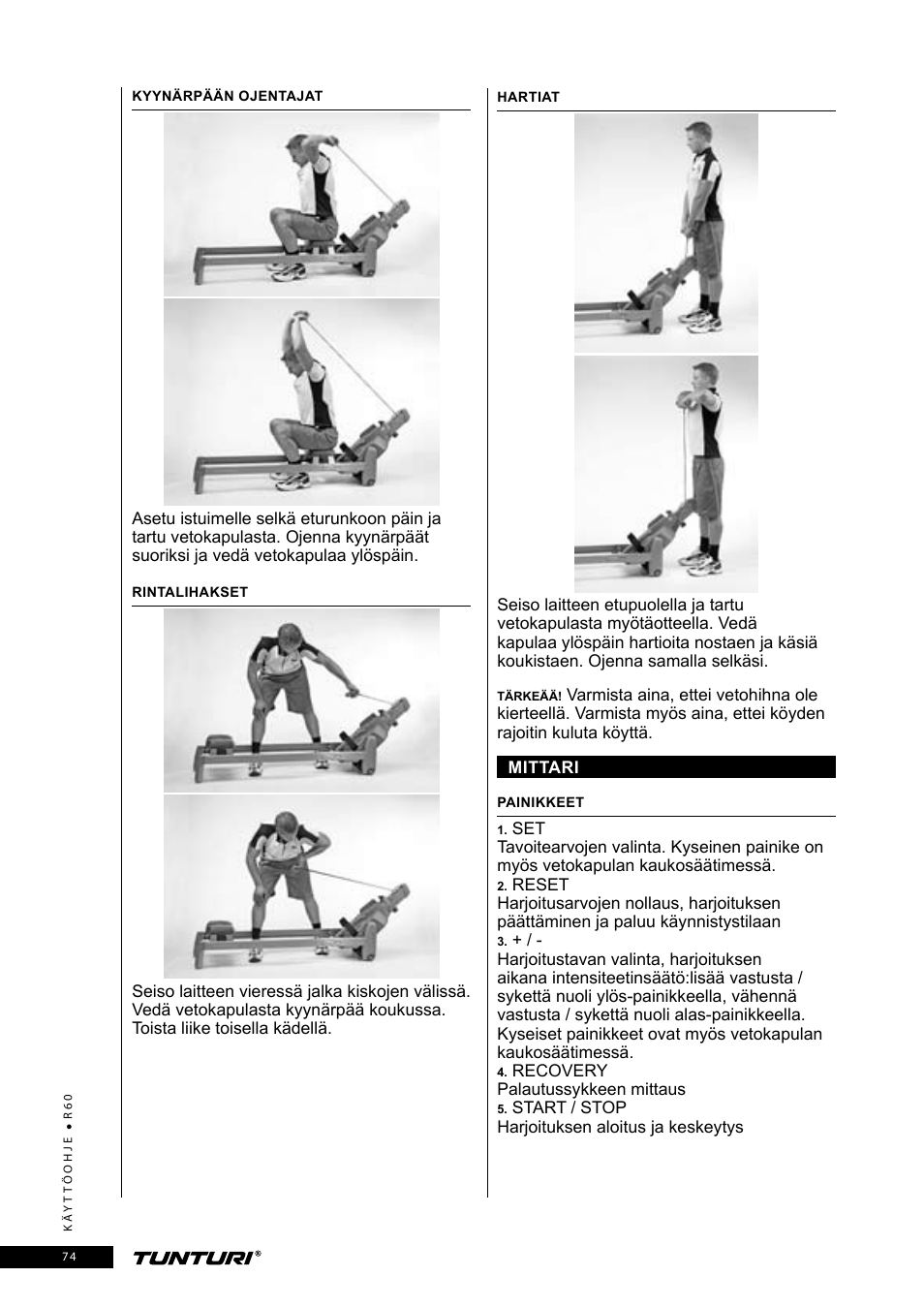 Tunturi R60 User Manual | Page 74 / 84