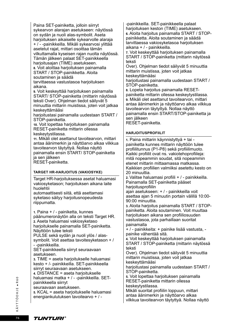 Tunturi R60 User Manual | Page 76 / 84