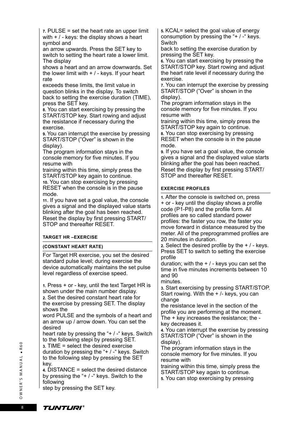 Tunturi R60 User Manual | Page 8 / 84