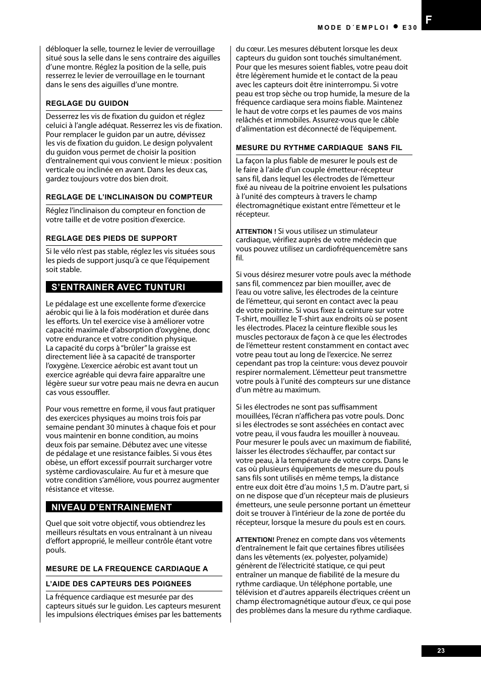 Tunturi E30 User Manual | Page 23 / 72