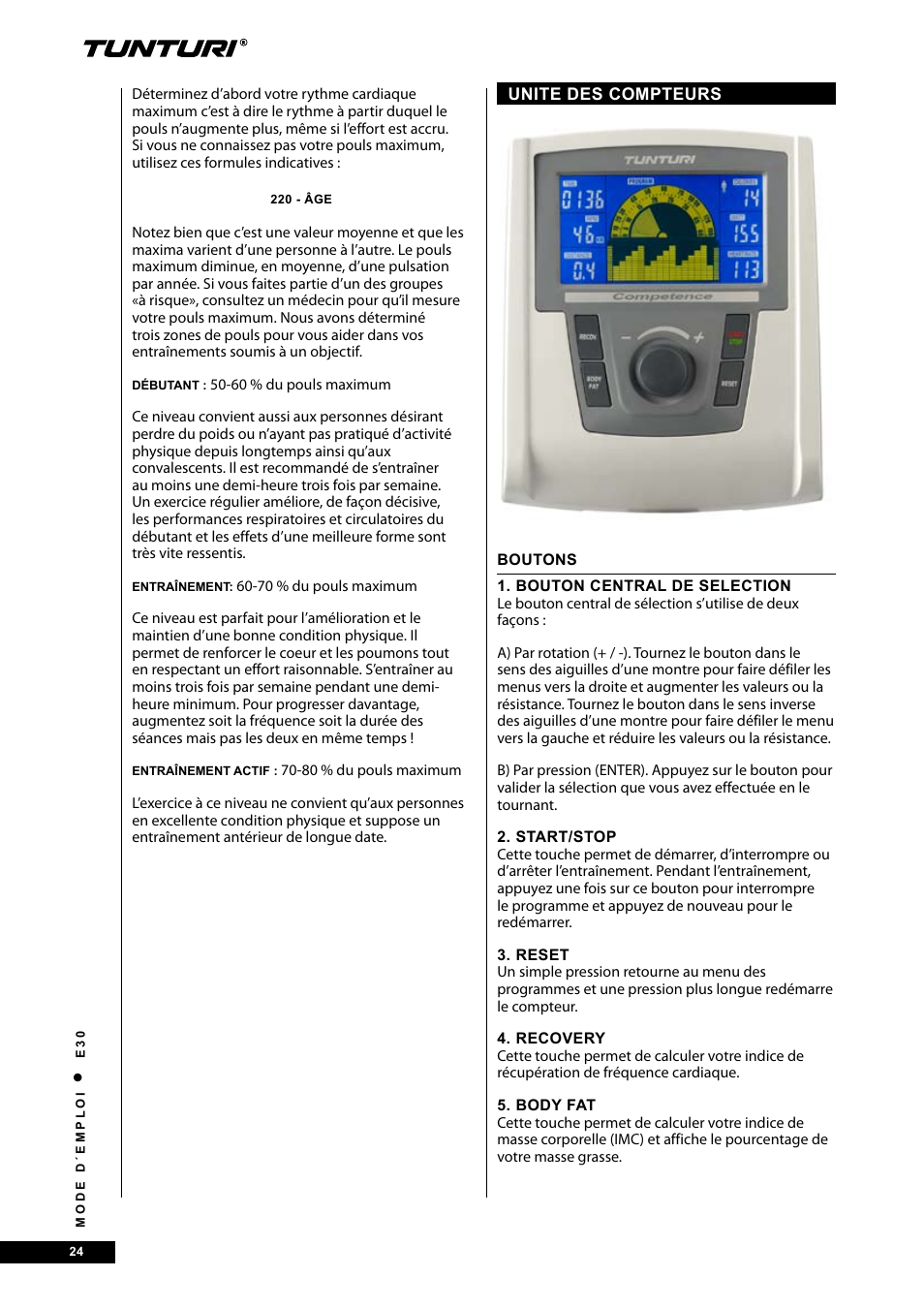 Tunturi E30 User Manual | Page 24 / 72