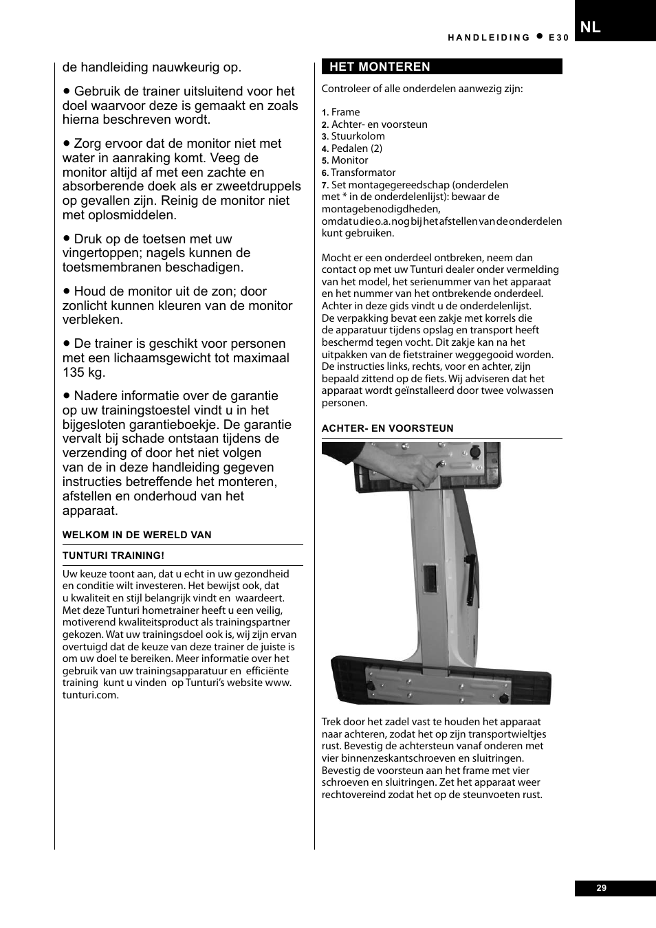 Tunturi E30 User Manual | Page 29 / 72
