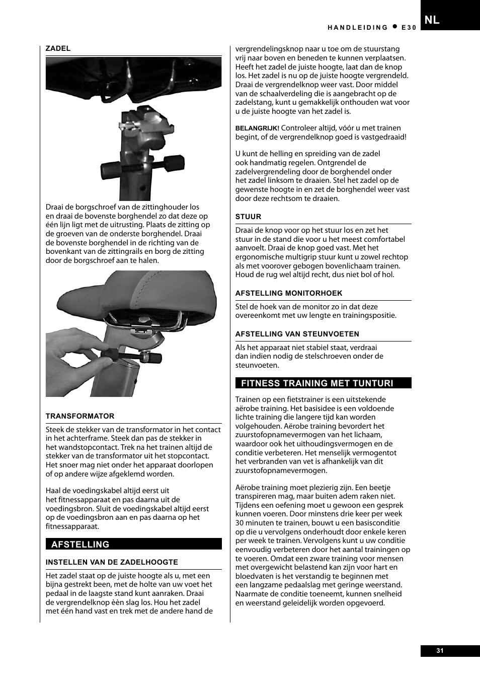 Tunturi E30 User Manual | Page 31 / 72