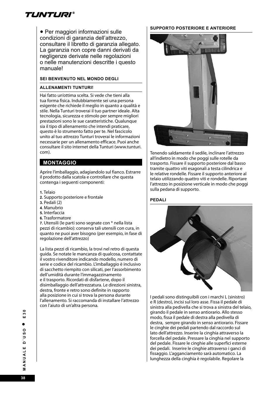 Tunturi E30 User Manual | Page 38 / 72