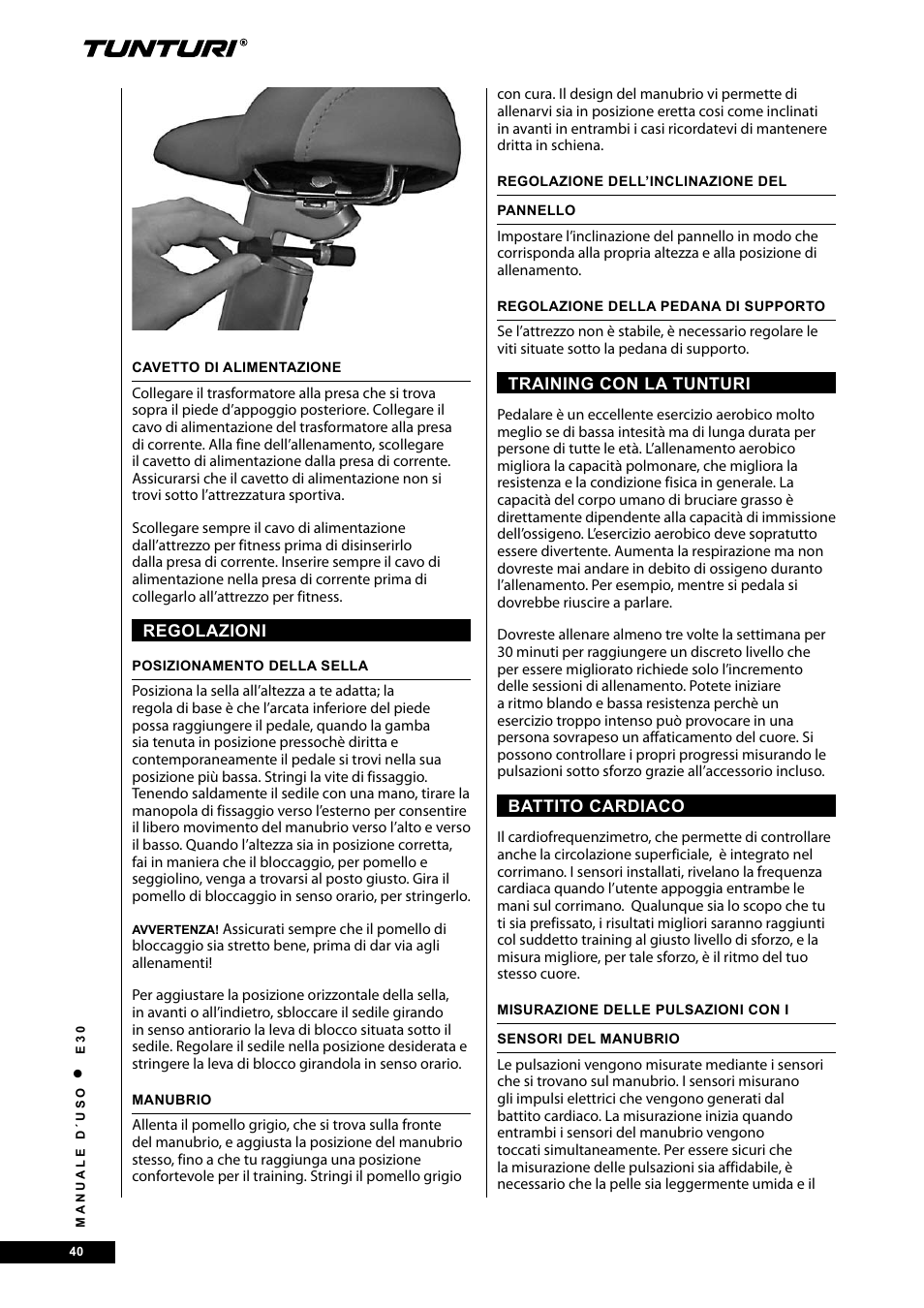 Tunturi E30 User Manual | Page 40 / 72