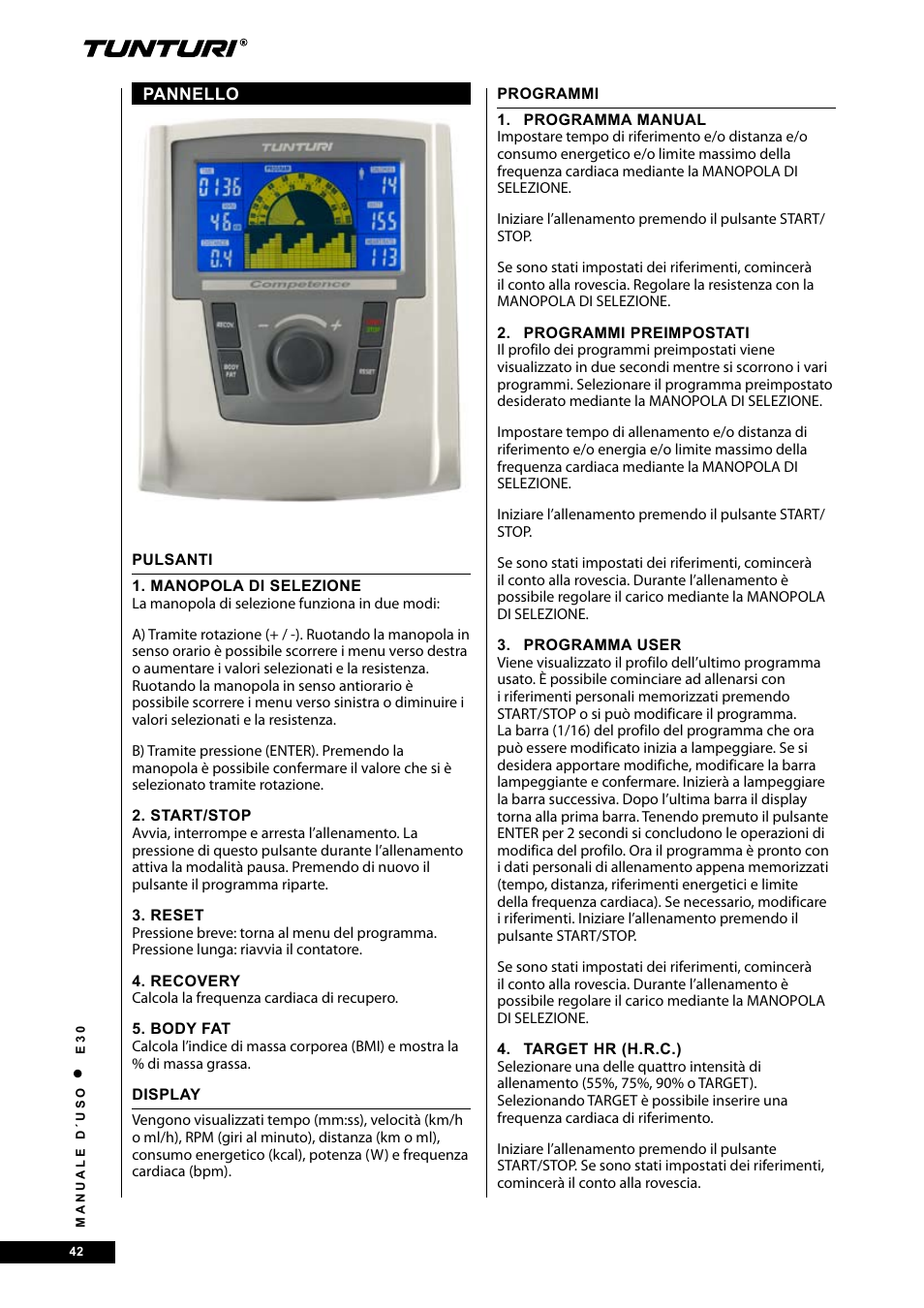 Tunturi E30 User Manual | Page 42 / 72