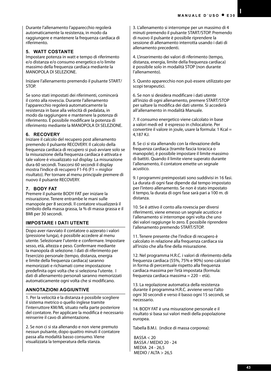 Tunturi E30 User Manual | Page 43 / 72