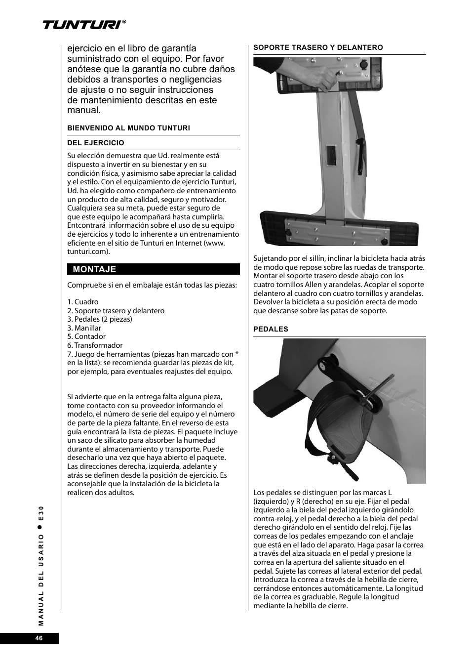 Tunturi E30 User Manual | Page 46 / 72