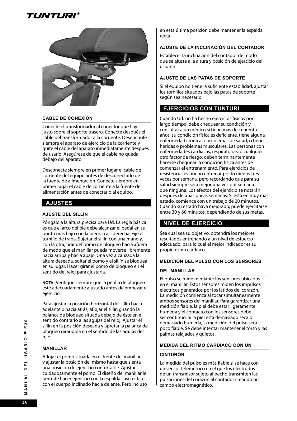 Tunturi E30 User Manual | Page 48 / 72
