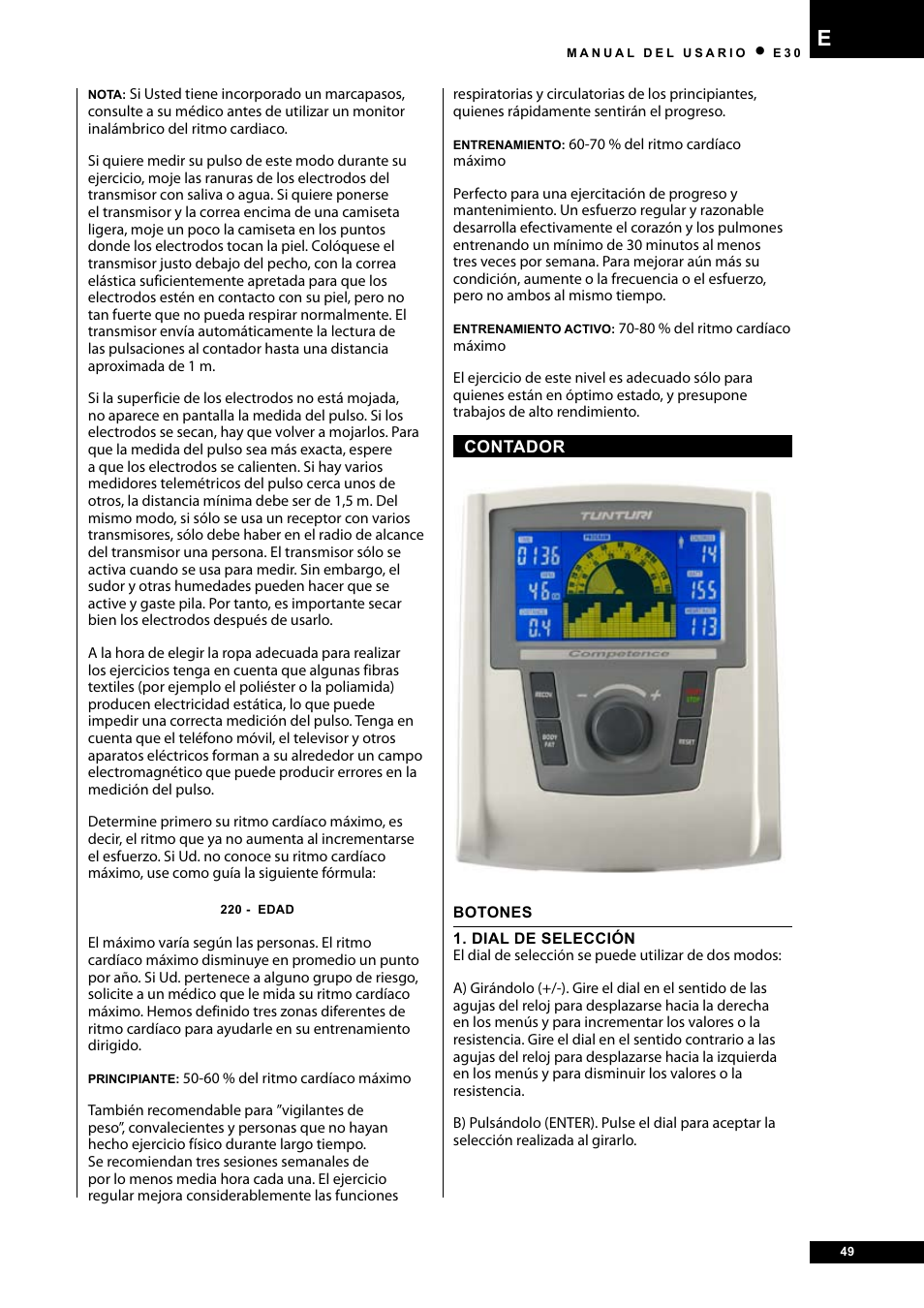 Tunturi E30 User Manual | Page 49 / 72