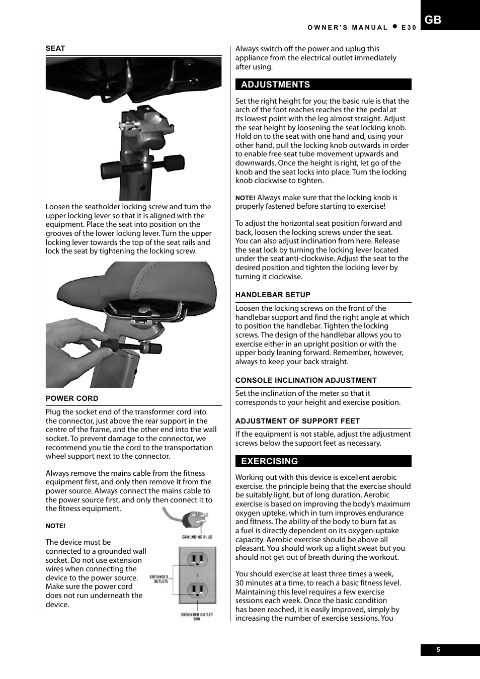 Tunturi E30 User Manual | Page 5 / 72