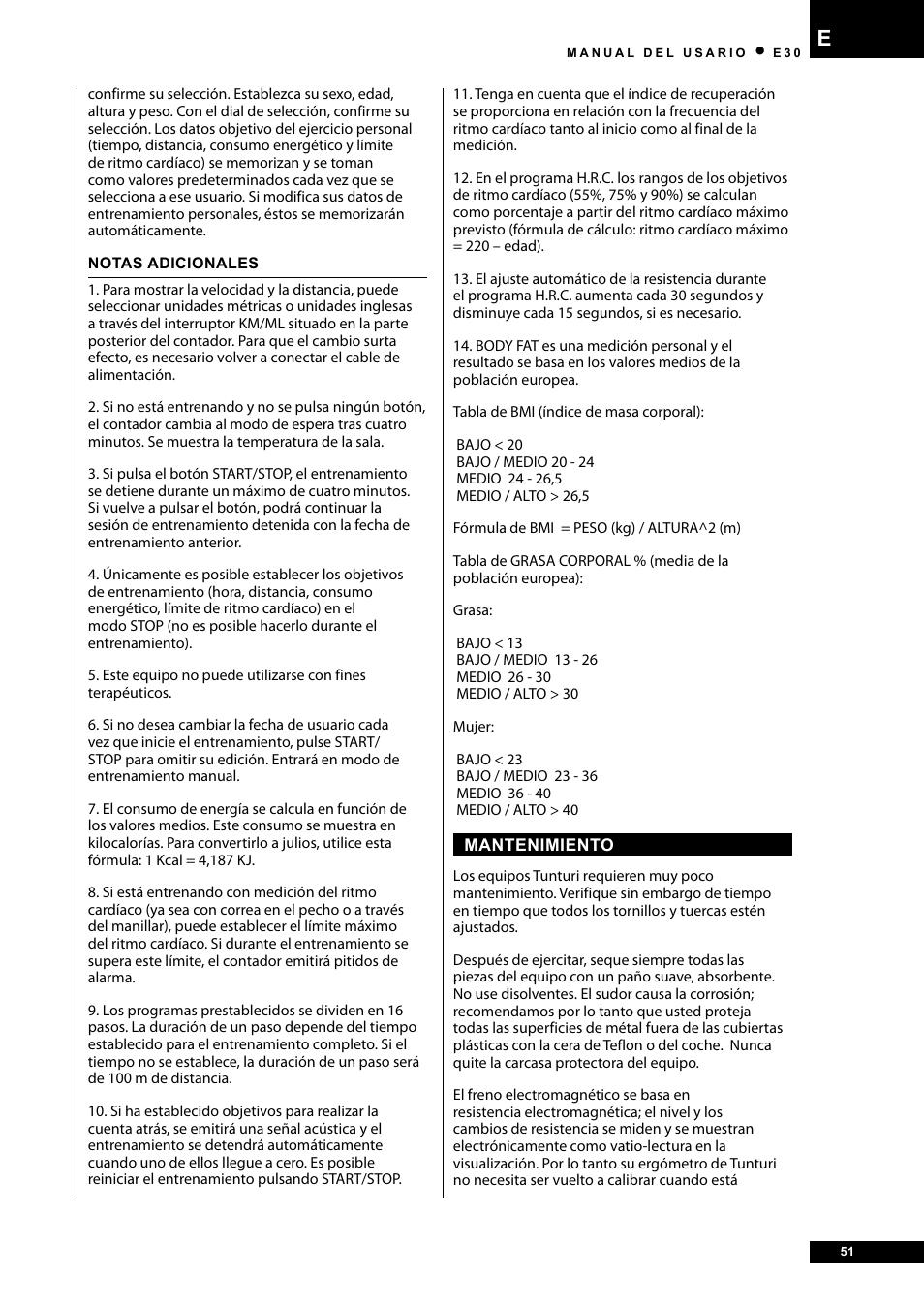 Tunturi E30 User Manual | Page 51 / 72