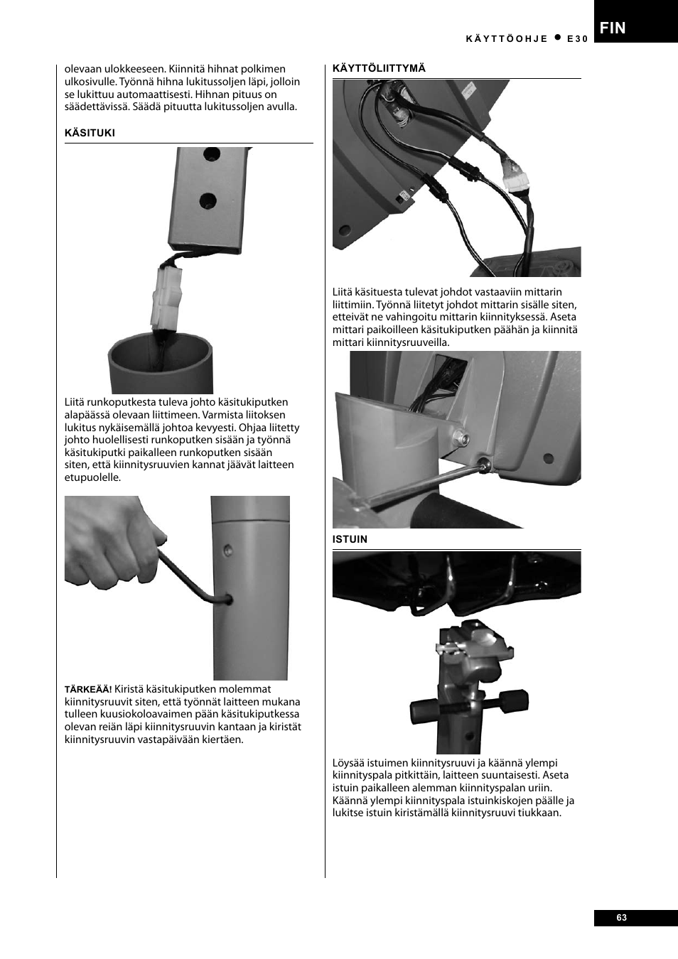 Tunturi E30 User Manual | Page 63 / 72