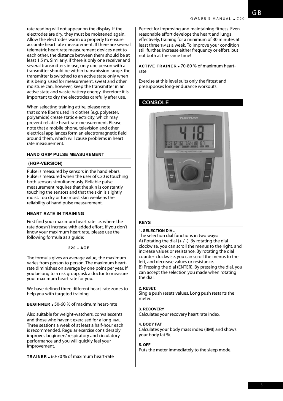 Tunturi C20 User Manual | Page 5 / 56