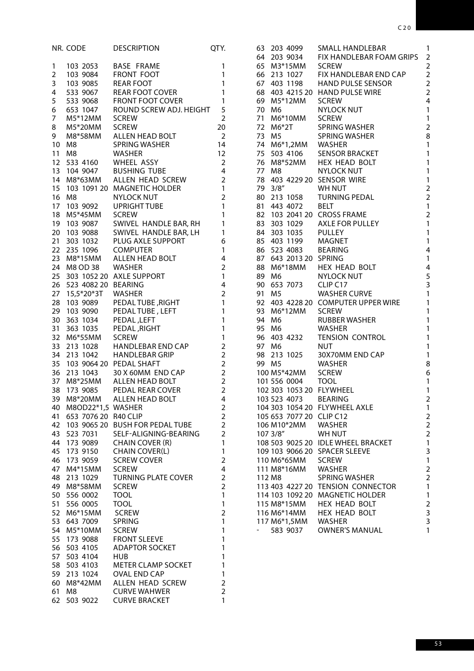 Tunturi C20 User Manual | Page 53 / 56