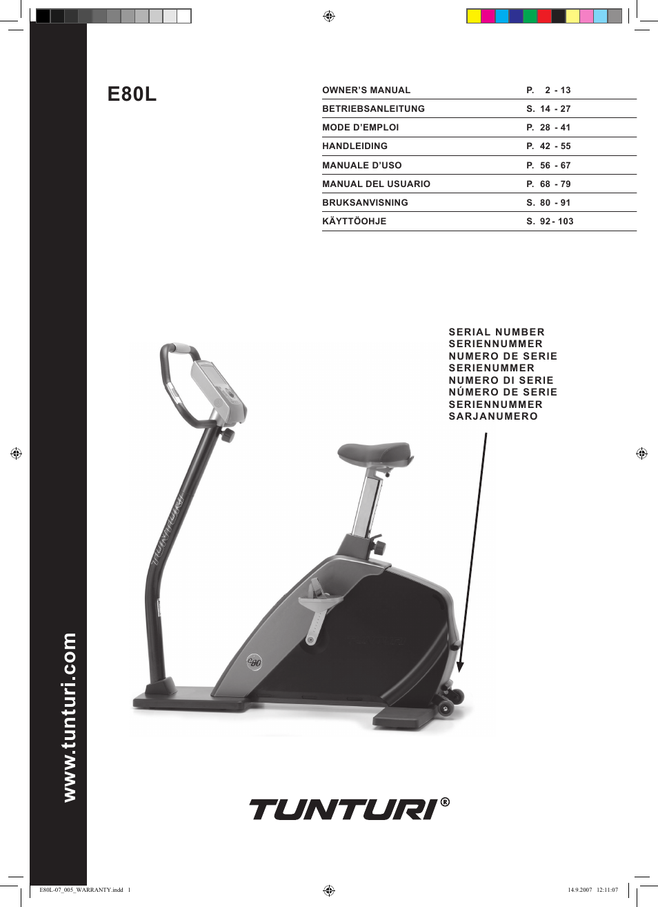 Tunturi E80L User Manual | 114 pages