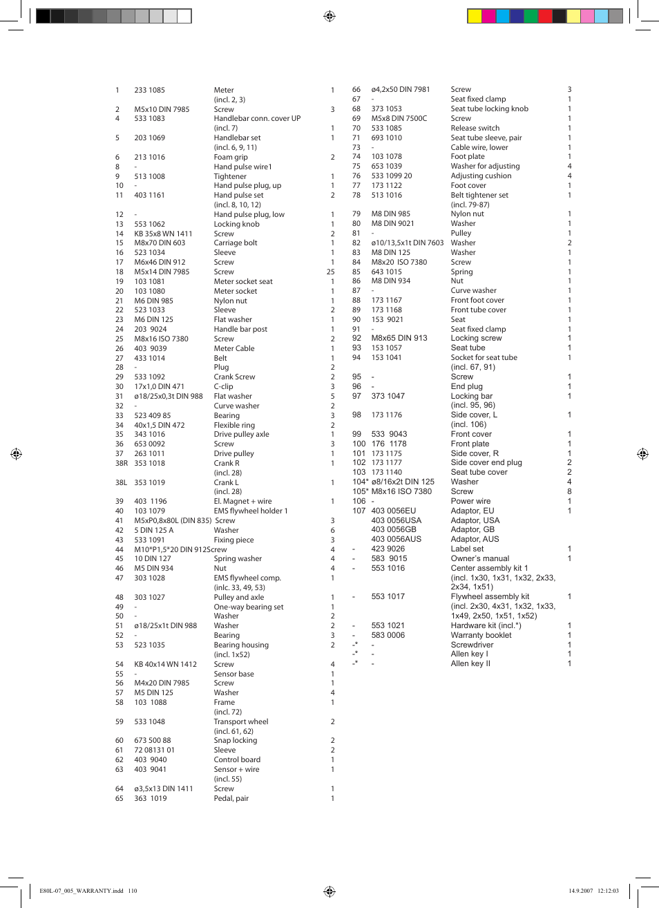 Tunturi E80L User Manual | Page 110 / 114