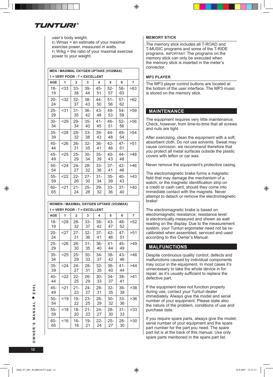 Tunturi E80L User Manual | Page 12 / 114