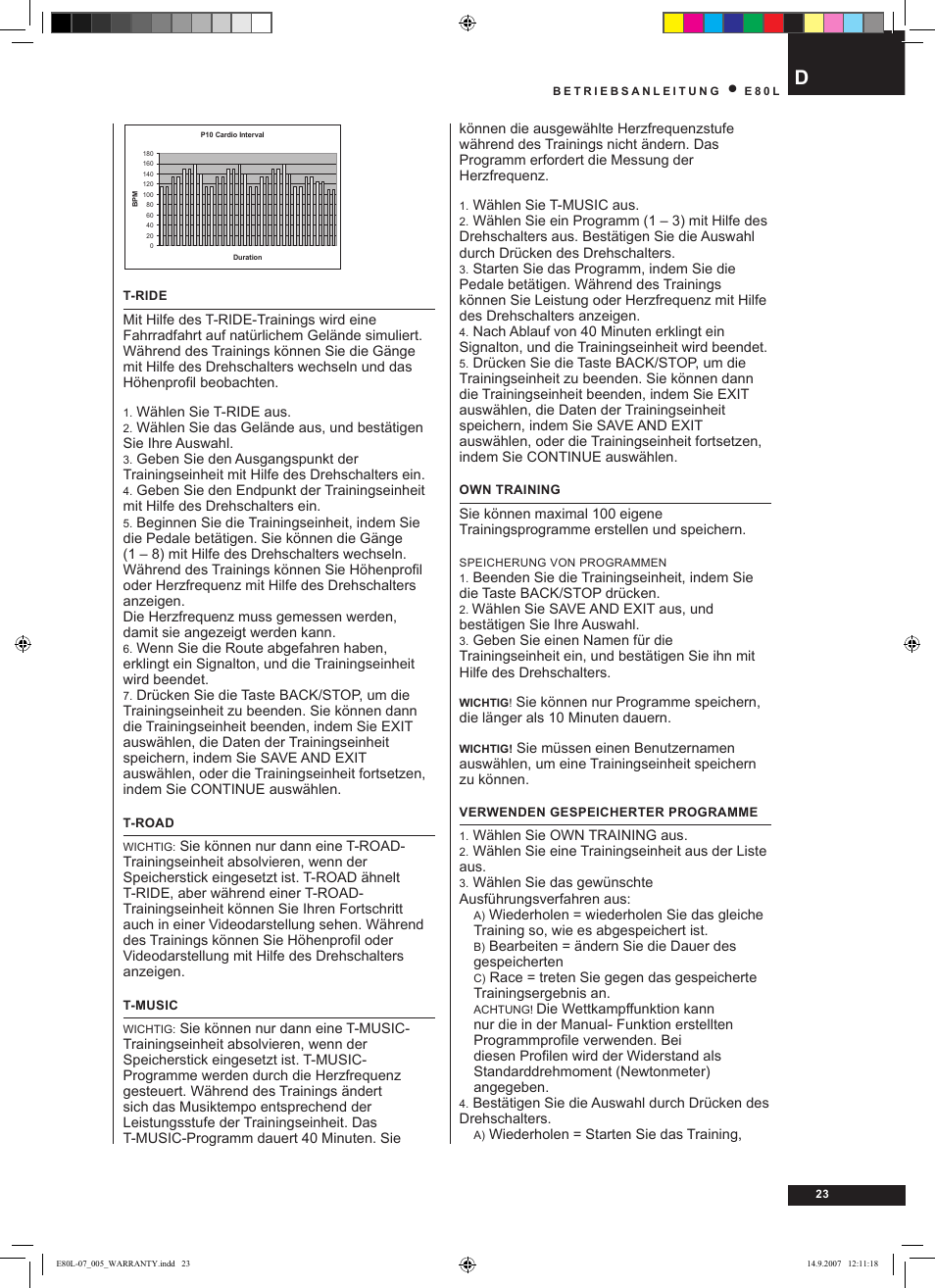 Tunturi E80L User Manual | Page 23 / 114