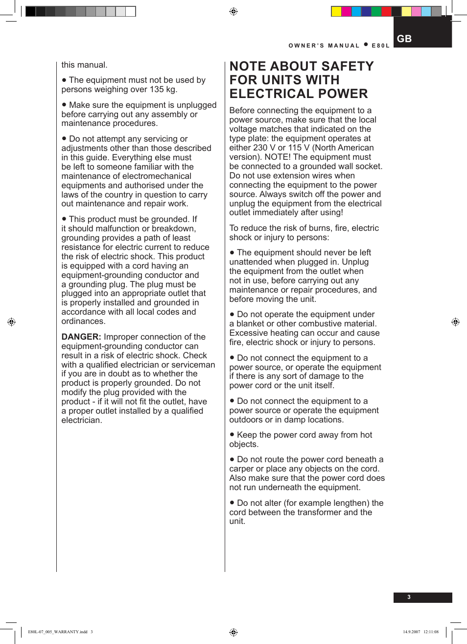 Tunturi E80L User Manual | Page 3 / 114