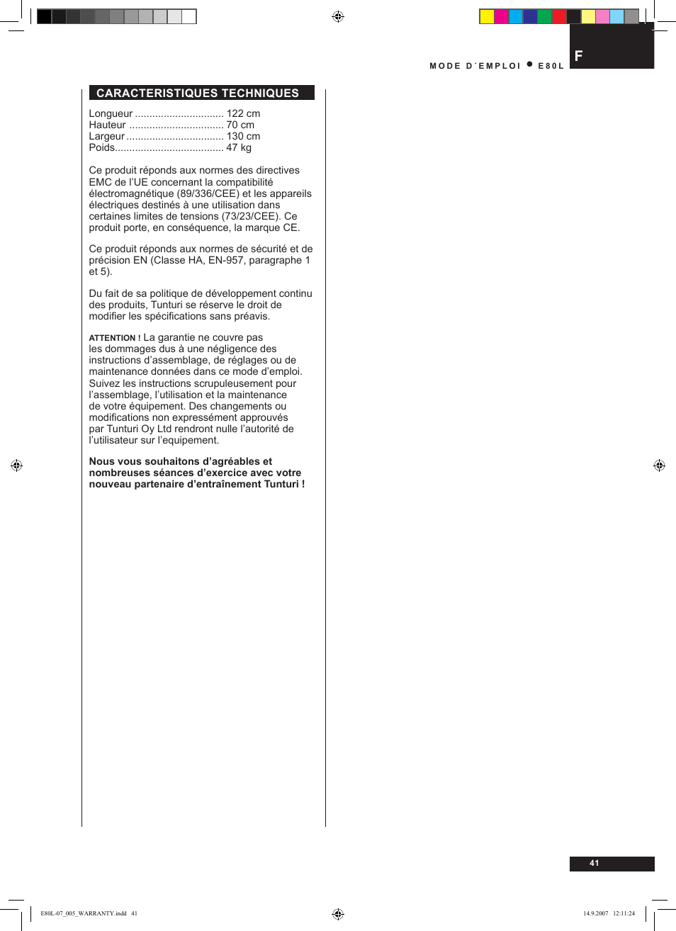 Tunturi E80L User Manual | Page 41 / 114