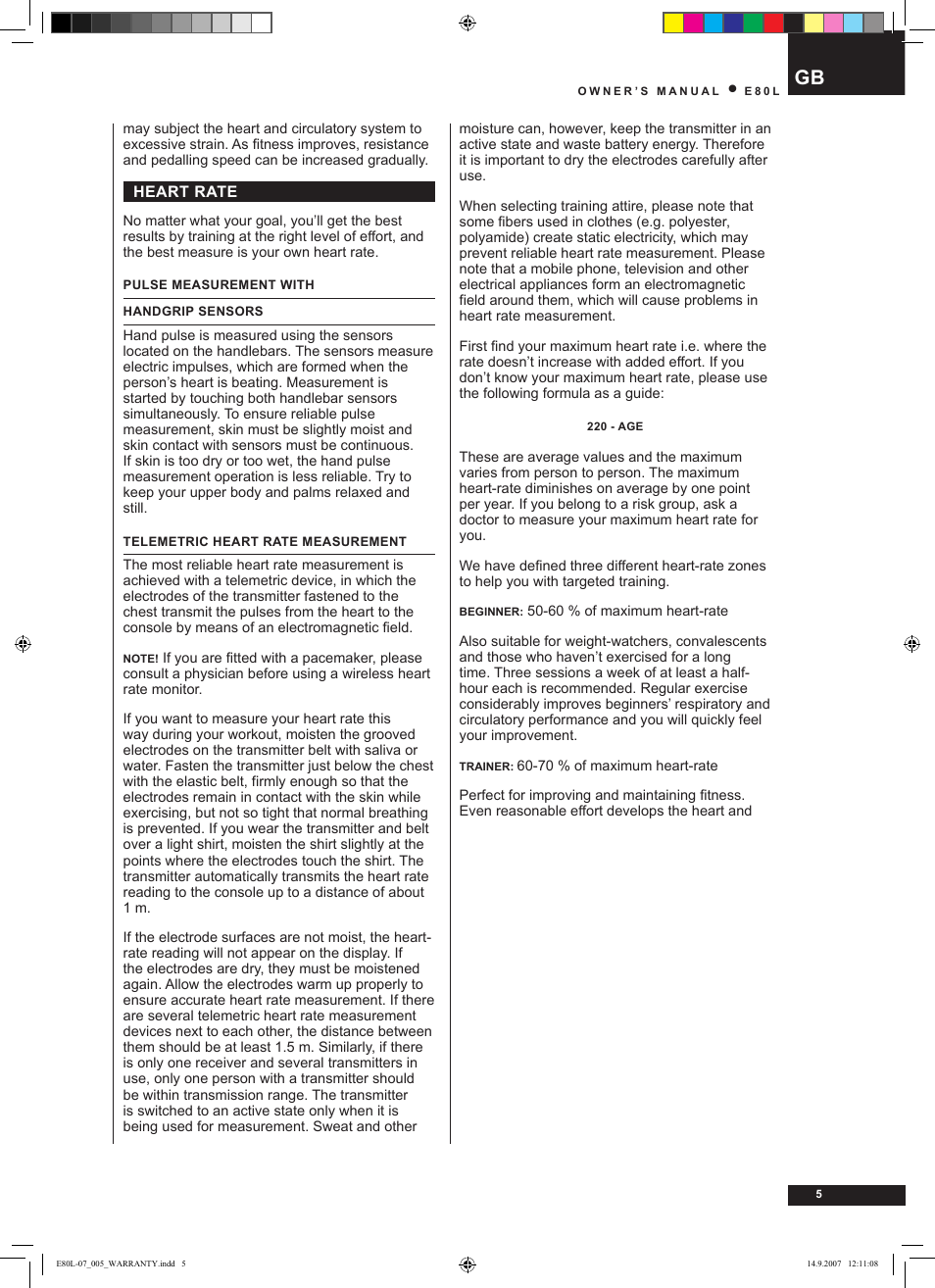 Tunturi E80L User Manual | Page 5 / 114