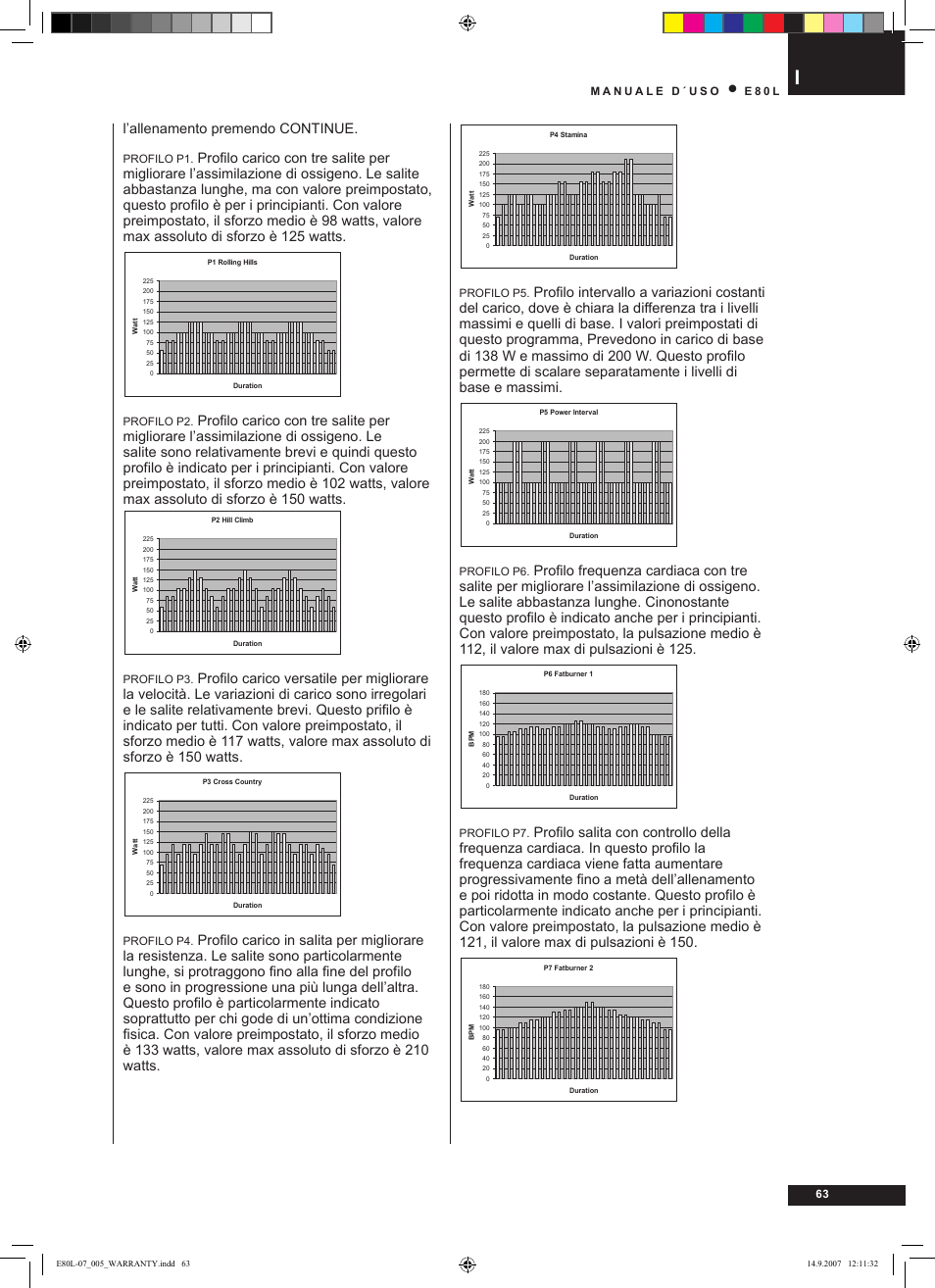 L’allenamento premendo continue | Tunturi E80L User Manual | Page 63 / 114