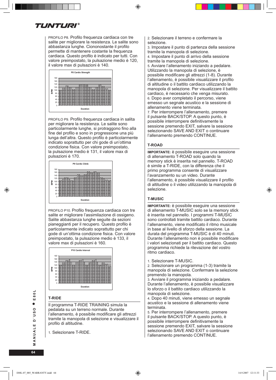 Tunturi E80L User Manual | Page 64 / 114