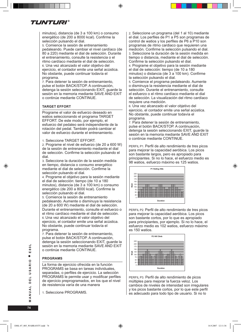 Tunturi E80L User Manual | Page 74 / 114